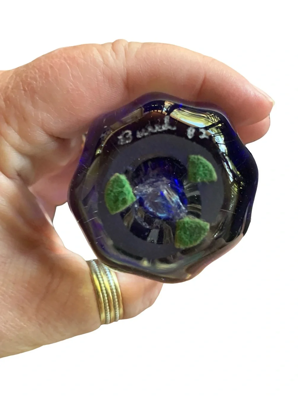 Hand blown Cobalt Blue & Clear Bud Vase 4.5”